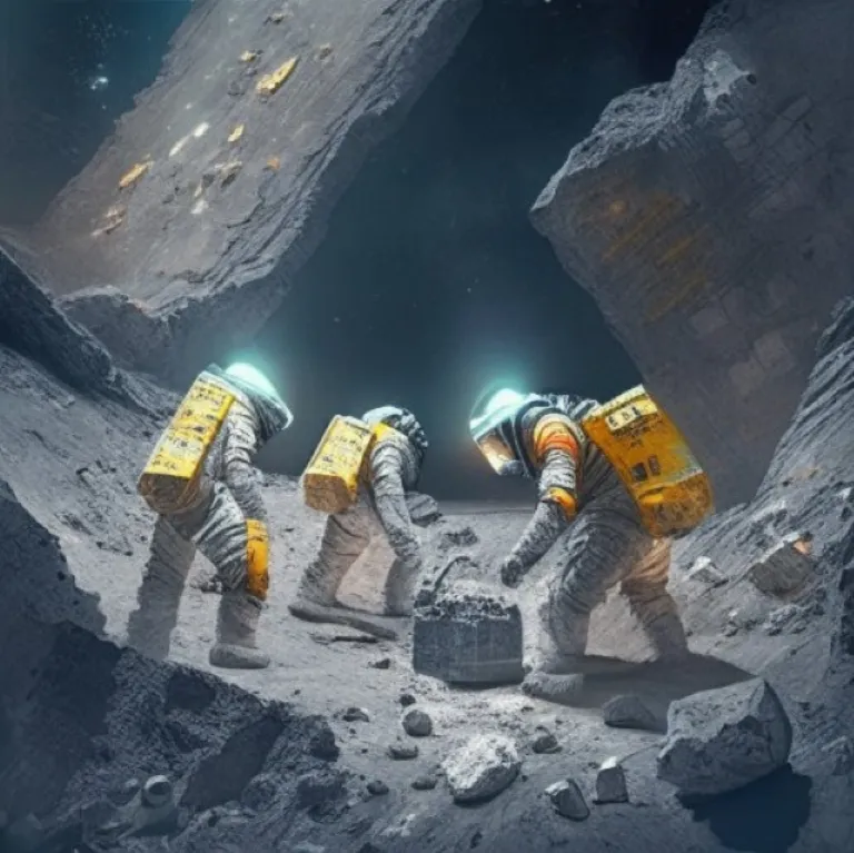 Asteroid mining scene