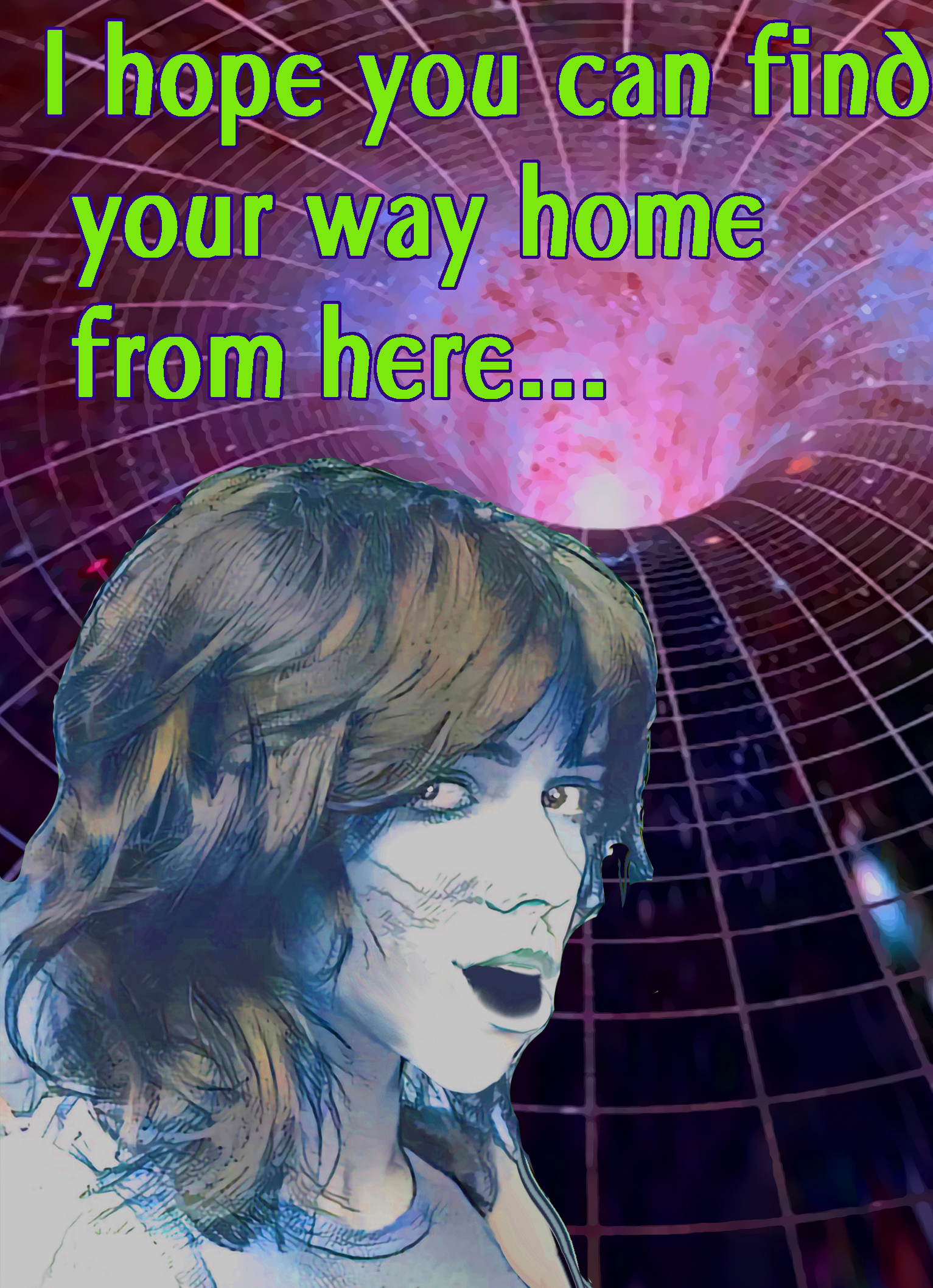 HTML girl with caption, I hope you can find your way home from here
