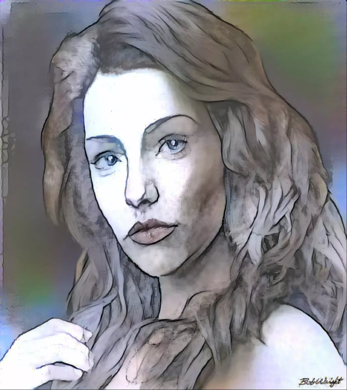 The second girl, a brown haired lass with long wavy locks.