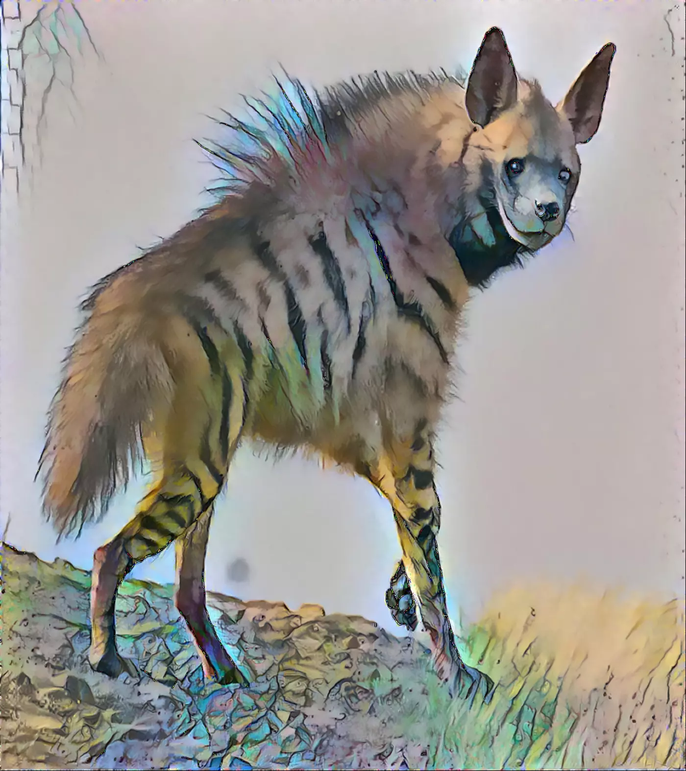 Side view of adult hyena.