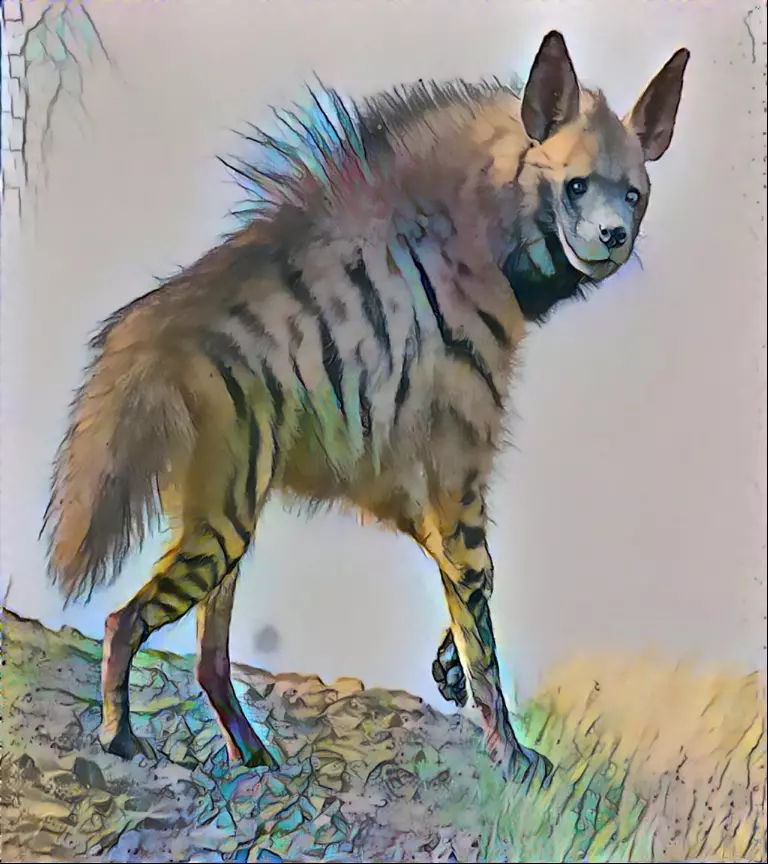 Side view of adult hyena.