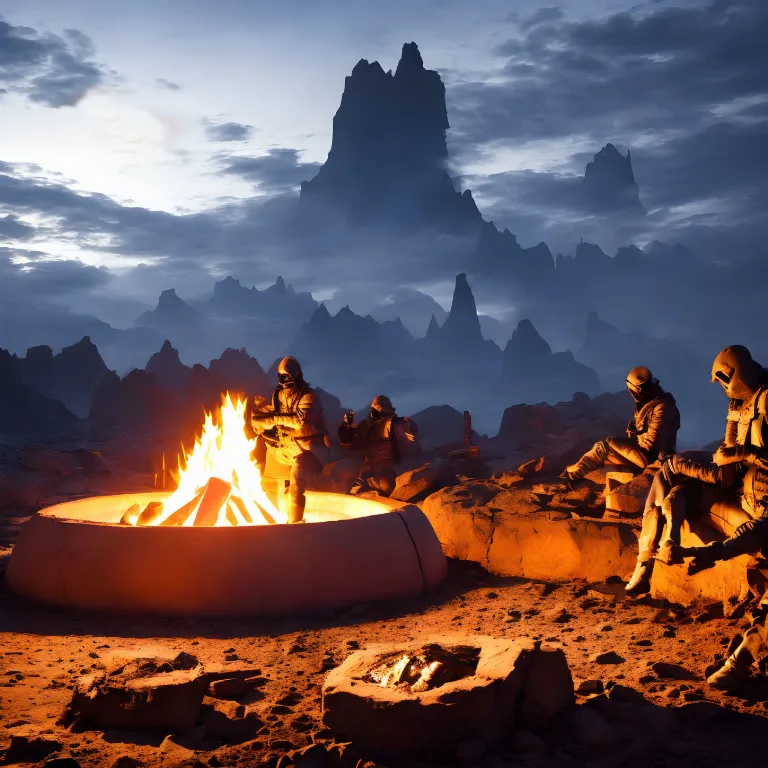 Desert nomads at their fire pit