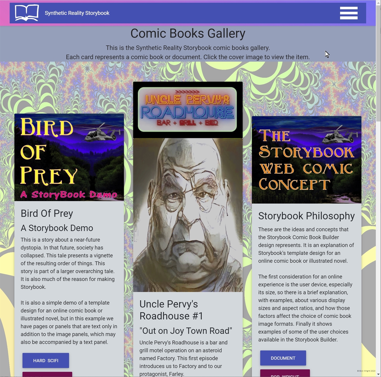 Screen capture of the Storybook Comics gallery